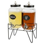 Stylesetter Manchester Double 0.8 Gallon Glass Beverage Dispenser with Metal Stand by Jay Companies Stylesetter Manchester Double 0.8 Gallon Glass Beverage Dispenser with Metal Stand by Jay Companies