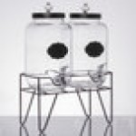 Stylesetter Manchester Double 0.8 Gallon Glass Beverage Dispenser with Metal Stand by Jay Companies Stylesetter Manchester Double 0.8 Gallon Glass Beverage Dispenser with Metal Stand by Jay Companies