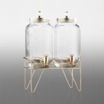 Stylesetter Manchester Double 0.8 Gallon Glass Beverage Dispenser with Metal Stand by Jay Companies Stylesetter Manchester Double 0.8 Gallon Glass Beverage Dispenser with Metal Stand by Jay Companies