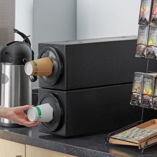 Choice Black Stackable Countertop 8 - 44 oz. Cup Dispenser Cabinet - 2 Slot