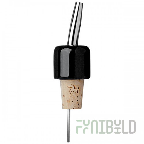 Franmara Stainless Steel / Black Marble Speed Bottle Pourer with Vent Tube 7998 BX - 12/Pack