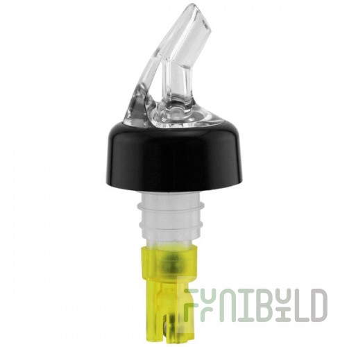 Franmara Bar-Pro 1.5 oz. Clear Spout / Yellow Tail Measured Liquor Pourer with Collar 8768 BU - 12/Pack