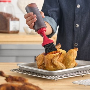 Chef Master 8 oz. Basting Bottle with Silicone Brush and Storage Cap