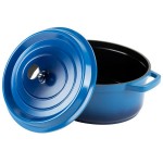 GET Heiss 6.5 Qt. Cobalt Blue Enamel Coated Cast Aluminum Oval Dutch Oven with Lid CA-007-CB/BK/CC