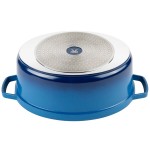 GET Heiss 6.5 Qt. Cobalt Blue Enamel Coated Cast Aluminum Oval Dutch Oven with Lid CA-007-CB/BK/CC