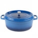 GET Heiss 6.5 Qt. Cobalt Blue Enamel Coated Cast Aluminum Oval Dutch Oven with Lid CA-007-CB/BK/CC