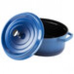GET Heiss 6.5 Qt. Cobalt Blue Enamel Coated Cast Aluminum Oval Dutch Oven with Lid CA-007-CB/BK/CC