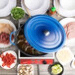 GET Heiss 6.5 Qt. Cobalt Blue Enamel Coated Cast Aluminum Oval Dutch Oven with Lid CA-007-CB/BK/CC
