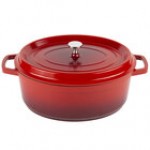 GET Heiss 6.5 Qt. Cobalt Blue Enamel Coated Cast Aluminum Oval Dutch Oven with Lid CA-007-CB/BK/CC