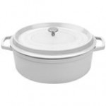 GET Heiss 6.5 Qt. Cobalt Blue Enamel Coated Cast Aluminum Oval Dutch Oven with Lid CA-007-CB/BK/CC