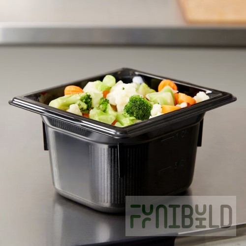 Vollrath 9064420 Super Pan® 1/6 Size Black High Heat Plastic Food Pan - 4