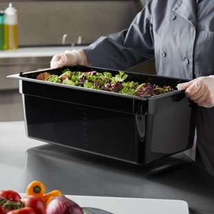 Vigor Full Size Black Polycarbonate Food Pan - 8 Vigor Full Size Black Polycarbonate Food Pan - 8