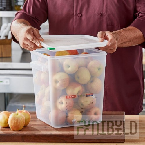 Araven 19 Qt. Translucent Square Polypropylene Food Storage Container with Airtight Lid