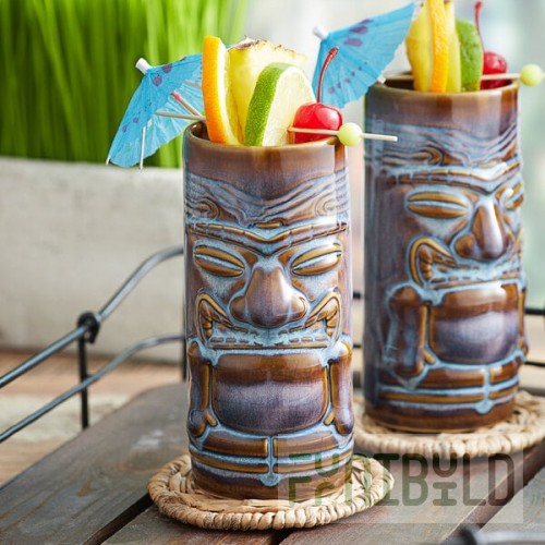 Tuxton GZ3-160 Glacier 16 oz. Ceramic Tiki Mug - 12/Pack