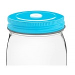 Acopa Rustic Charm 16 oz. Drinking Jar with Blue Metal Lid with Straw Hole - 12/Case