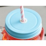 Acopa Rustic Charm 16 oz. Drinking Jar with Blue Metal Lid with Straw Hole - 12/Case