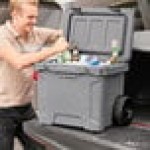 CaterGator CG35GRW Gray 35 Qt. Mobile Rotomolded Outdoor Cooler / Ice Chest