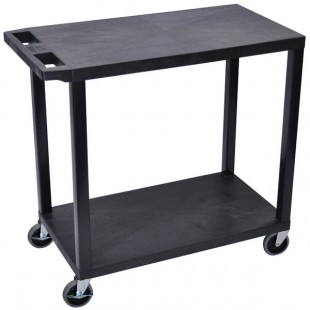 Luxor EC22-B Black 2 Flat Shelf Utility Cart - 32