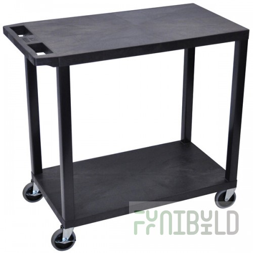 Luxor EC22-B Black 2 Flat Shelf Utility Cart - 32