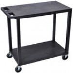 Luxor EC22-B Black 2 Flat Shelf Utility Cart - 32