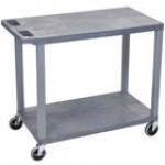 Luxor EC22-B Black 2 Flat Shelf Utility Cart - 32