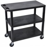 Luxor EC22-B Black 2 Flat Shelf Utility Cart - 32