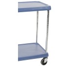 Metro myCart MY1627-24BU Blue Antimicrobial Utility Cart with Two Shelves and Chrome Posts - 18 Metro myCart MY1627-24BU Blue Antimicrobial Utility Cart with Two Shelves and Chrome Posts - 18