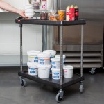 Metro myCart MY1627-24BU Blue Antimicrobial Utility Cart with Two Shelves and Chrome Posts - 18 Metro myCart MY1627-24BU Blue Antimicrobial Utility Cart with Two Shelves and Chrome Posts - 18