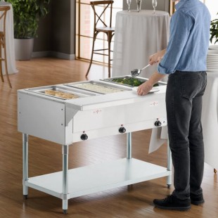 Advance Tabco HF-3E-240 Three Pan Electric Steam Table with Undershelf - Open Well, 208/240V