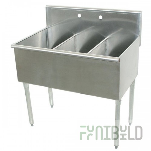 Advance Tabco 6-3-54 Three Compartment Stainless Steel Commercial Sink - 54