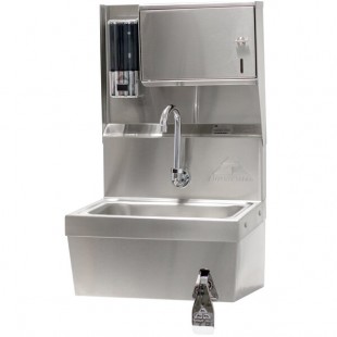 Advance Tabco 7-PS-82 Hands Free Hand Sink with Knee Valve and Soap and Towel Dispenser - 17 1/4