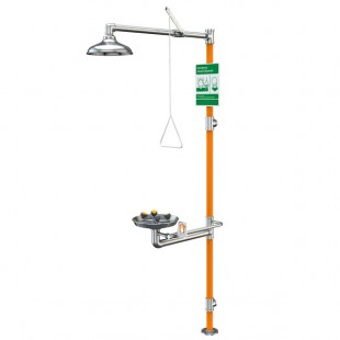 Guardian Equipment GBF1994 Barrier-Free All Stainless Steel Safety Station with WideArea Eye and Face Wash Station and Shower Head