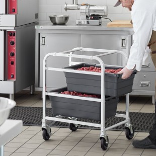 Regency Mobile Aluminum Lug Rack - 2 Lug Capacity - with Gray Meat Lugs / Tote Boxes - Unassembled