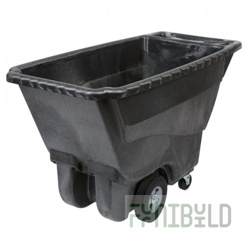Rubbermaid® 0.5 Cubic Yard Black Rotomolded Tilt Truck / Trash Cart with Hinged Dome Lid (850 lb.)
