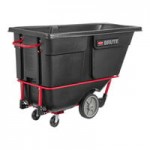 Rubbermaid® 0.5 Cubic Yard Black Rotomolded Tilt Truck / Trash Cart with Hinged Dome Lid (850 lb.)
