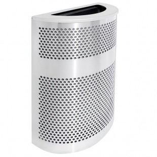 Ex-Cell Kaiser VC2234 HR SS/PLTNM Venue Collection 20 Gallon Half Round Stainless Steel Perforated Trash Can with Platinum Lid
