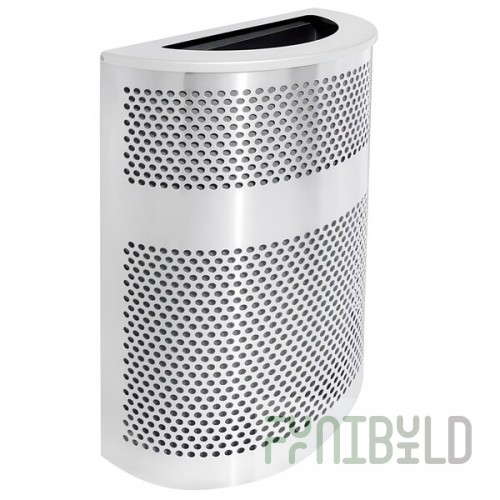 Ex-Cell Kaiser VC2234 HR SS/PLTNM Venue Collection 20 Gallon Half Round Stainless Steel Perforated Trash Can with Platinum Lid