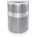 Ex-Cell Kaiser VC2234 HR SS/PLTNM Venue Collection 20 Gallon Half Round Stainless Steel Perforated Trash Can with Platinum Lid Ex-Cell Kaiser VC2234 HR SS/PLTNM Venue Collection 20 Gallon Half Round Stainless Steel Perforated Trash Can with Platinum Lid