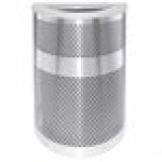 Ex-Cell Kaiser VC2234 HR SS/PLTNM Venue Collection 20 Gallon Half Round Stainless Steel Perforated Trash Can with Platinum Lid Ex-Cell Kaiser VC2234 HR SS/PLTNM Venue Collection 20 Gallon Half Round Stainless Steel Perforated Trash Can with Platinum Lid