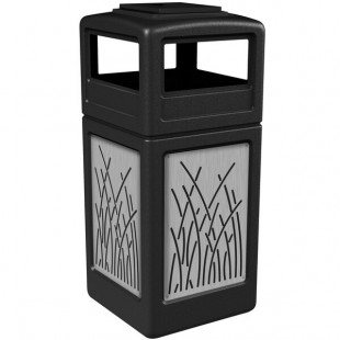 Commercial Zone 733016199 42 Gallon Black Square Trash Can with Stainless Steel Reed Panels and Ashtray Lid Commercial Zone 733016199 42 Gallon Black Square Trash Can with Stainless Steel Reed Panels and Ashtray Lid