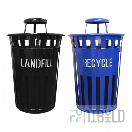 Witt Industries Oakley Eco 72 Gallon 2-Stream Outdoor Recycle Station with Rain Cap Lid