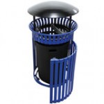 Wausau Tile MF3223 36 Gallon Flat Steel Round Outdoor Trash Can with Aluminum Ash-N-Trash Lid and Side Door Wausau Tile MF3223 36 Gallon Flat Steel Round Outdoor Trash Can with Aluminum Ash-N-Trash Lid and Side Door
