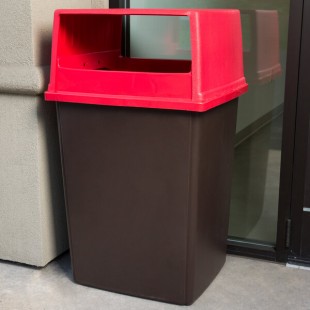 Rubbermaid® Glutton 56 Gallon Brown Rectangular Trash Can and Red Lid Rubbermaid® Glutton 56 Gallon Brown Rectangular Trash Can and Red Lid