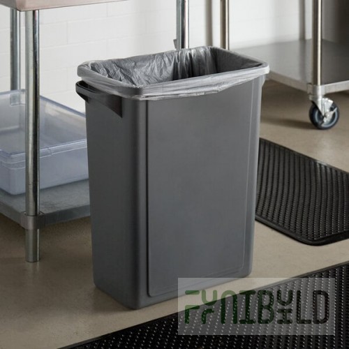 Lavex 16 Gallon Gray Slim Rectangular Trash Can