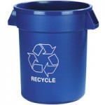 Carlisle 84103214 Bronco 32 Gallon Blue Round Trash Can
