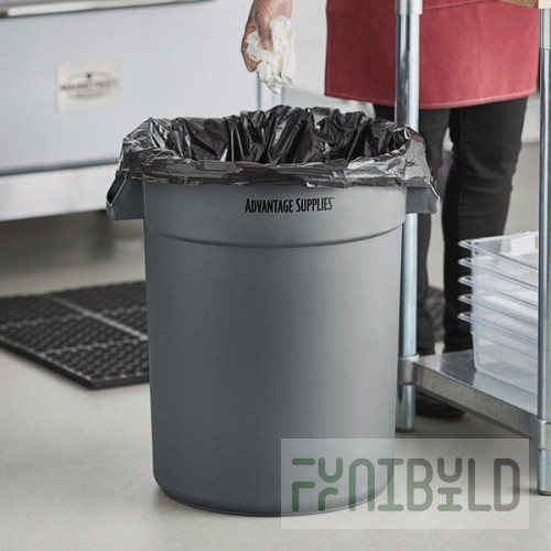 Advantage Supplies 20 Gallon Gray Round Commercial Trash Can