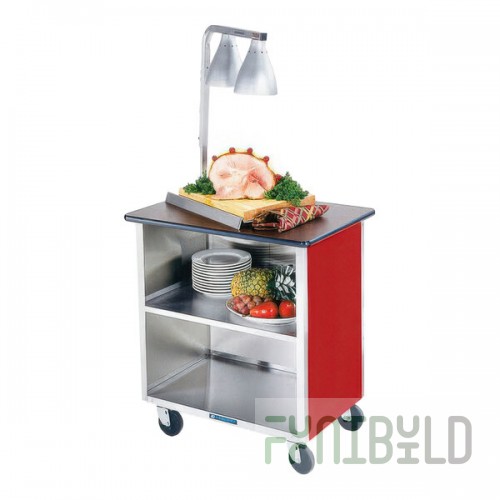 Lakeside 646RD Heavy-Duty Stainless Steel Three Shelf Flat Top Utility Cart with Enclosed Base and Red Finish - 22