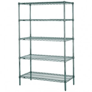 Metro 5N557K3 Super Erecta Metroseal Green Wire Stationary Starter Shelving Unit - 24 Metro 5N557K3 Super Erecta Metroseal Green Wire Stationary Starter Shelving Unit - 24