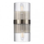 Globe Glam Matte Brass Wall Sconce with Ribbed Glass Shade - 120V, 40W Globe Glam Matte Brass Wall Sconce with Ribbed Glass Shade - 120V, 40W