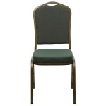 Flash Furniture FD-C01-GOLDVEIN-0640-GG Hercules Green Pattern Fabric Crown Back Stackable Banquet Chair with Gold Vein Frame
